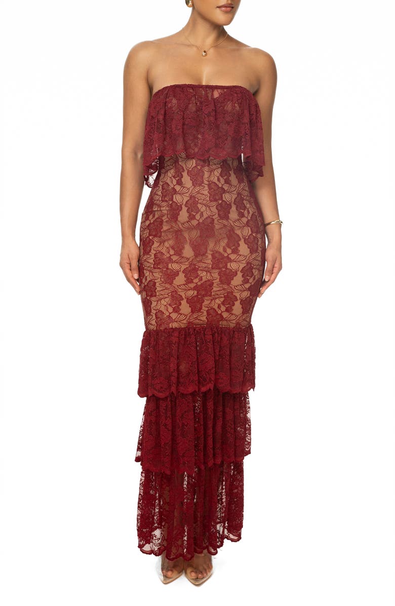 JLUXLABEL Fairytale Ending Ruffle Lace Gown, Alternate, color, 