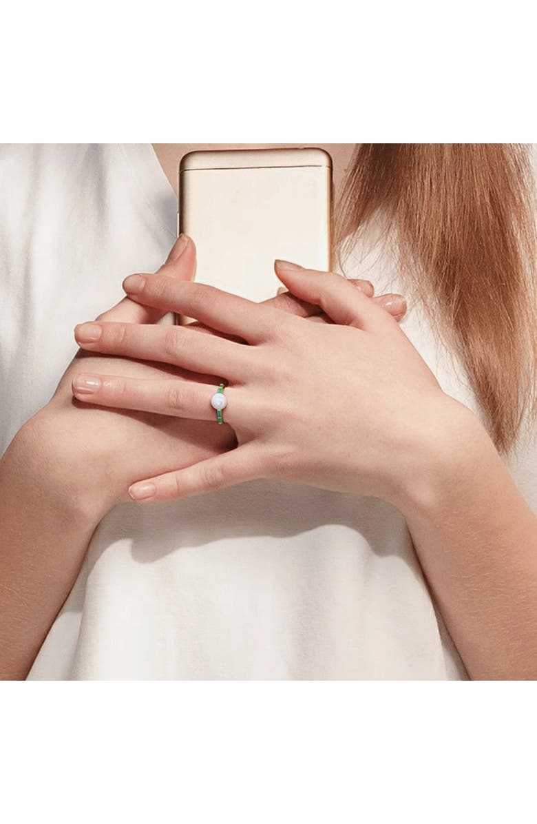 Julianna B. Cultured Pearl & Gemstone Ring 10k, Alternate, color, Emerald/Yellow Gold