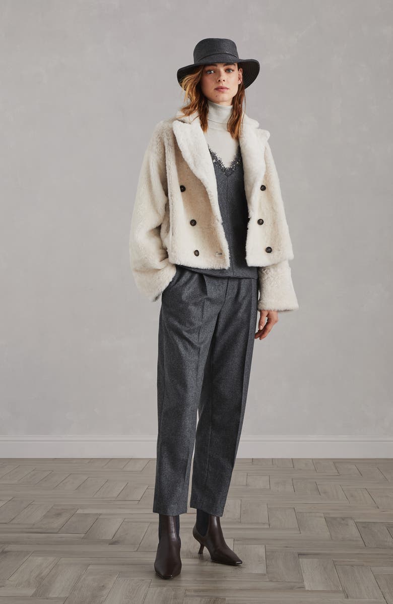 Brunello Cucinelli Virgin wool and cashmere flannel baggy trousers, Alternate, color, 