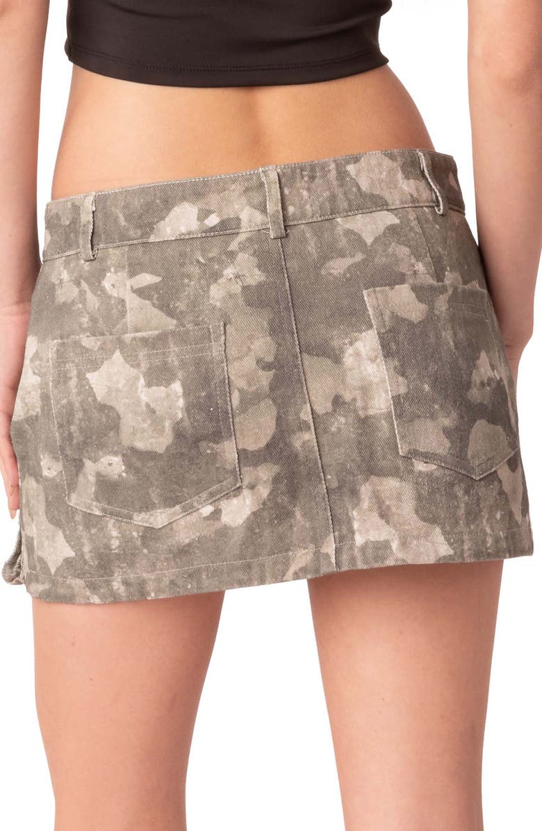 EDIKTED Camo Cotton Cargo Miniskirt, Alternate, color, Olive