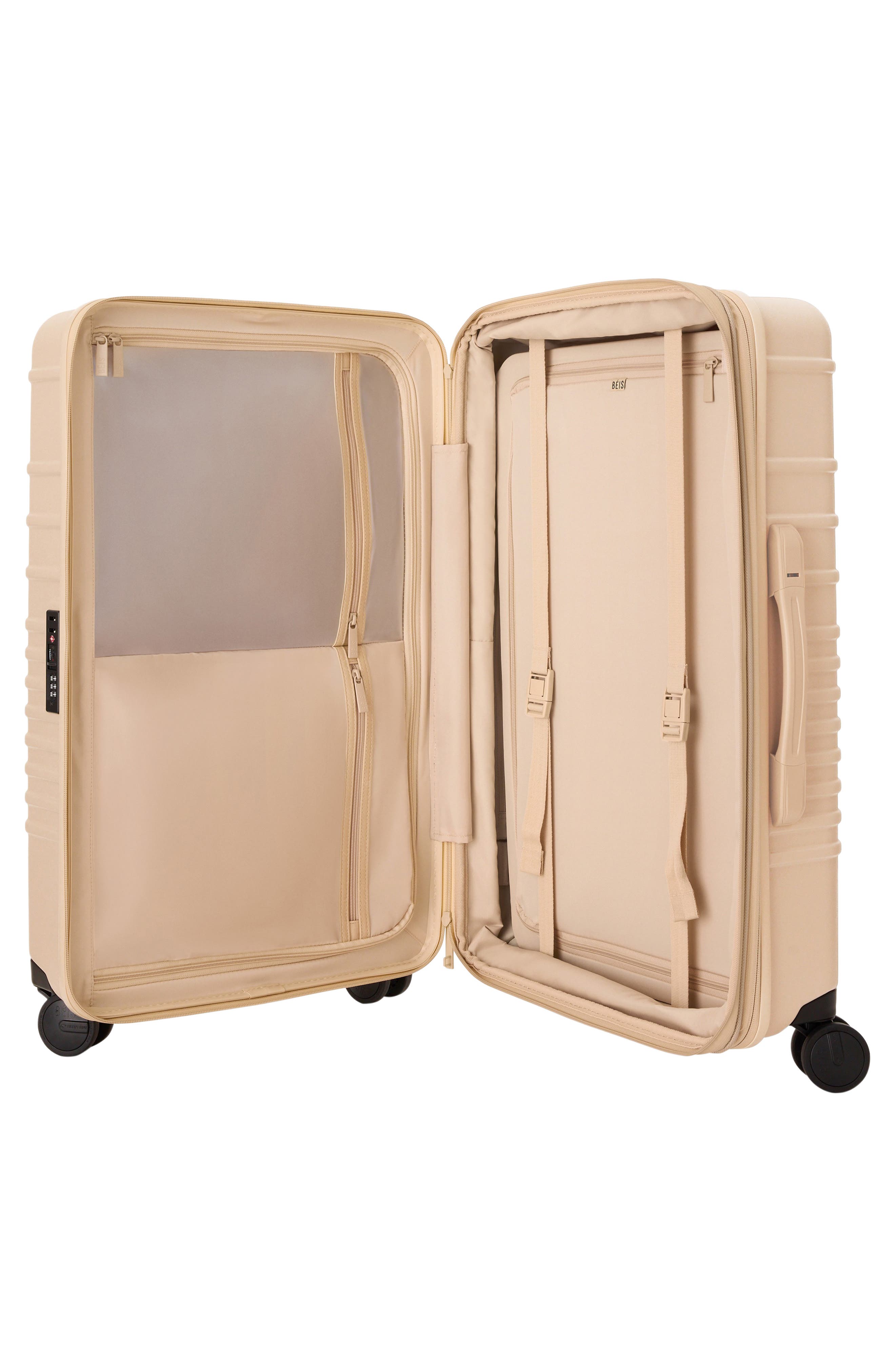 Béis The Medium Check-In Roller Suitcase, Alternate, color, Tonal Beige