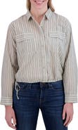 Lucky Brand Stripe Cinch Hem Button-Up Shirt