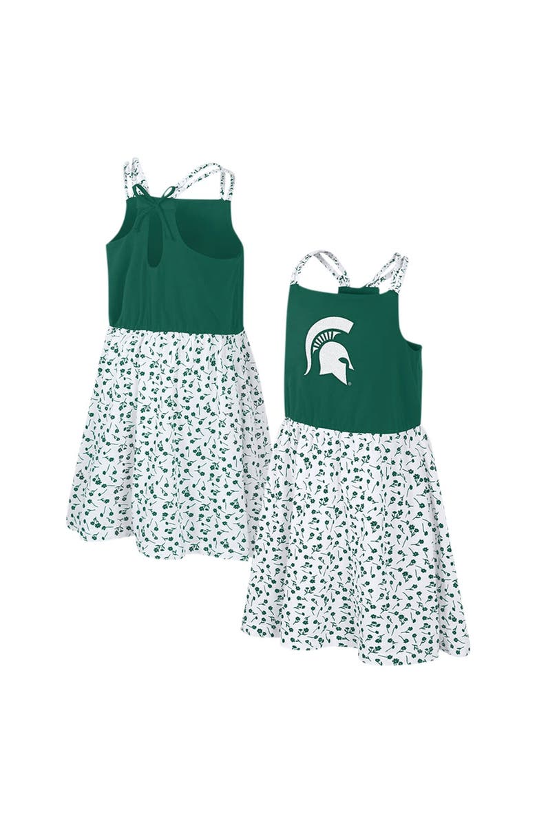 COLOSSEUM Girls Youth Colosseum Green/White Michigan State Spartans Robin Floral Dress, Alternate, color, 