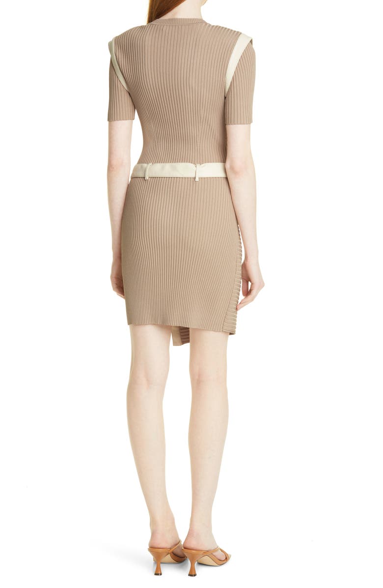 Simkhai Jonathan Simkhai Hardin Compact Ribbed Belted Short Sleeve Dress, Alternate, color, 