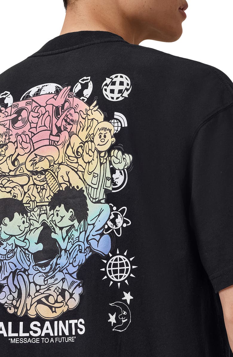 AllSaints Trance Oversize Graphic T-Shirt, Alternate, color, Washed Black