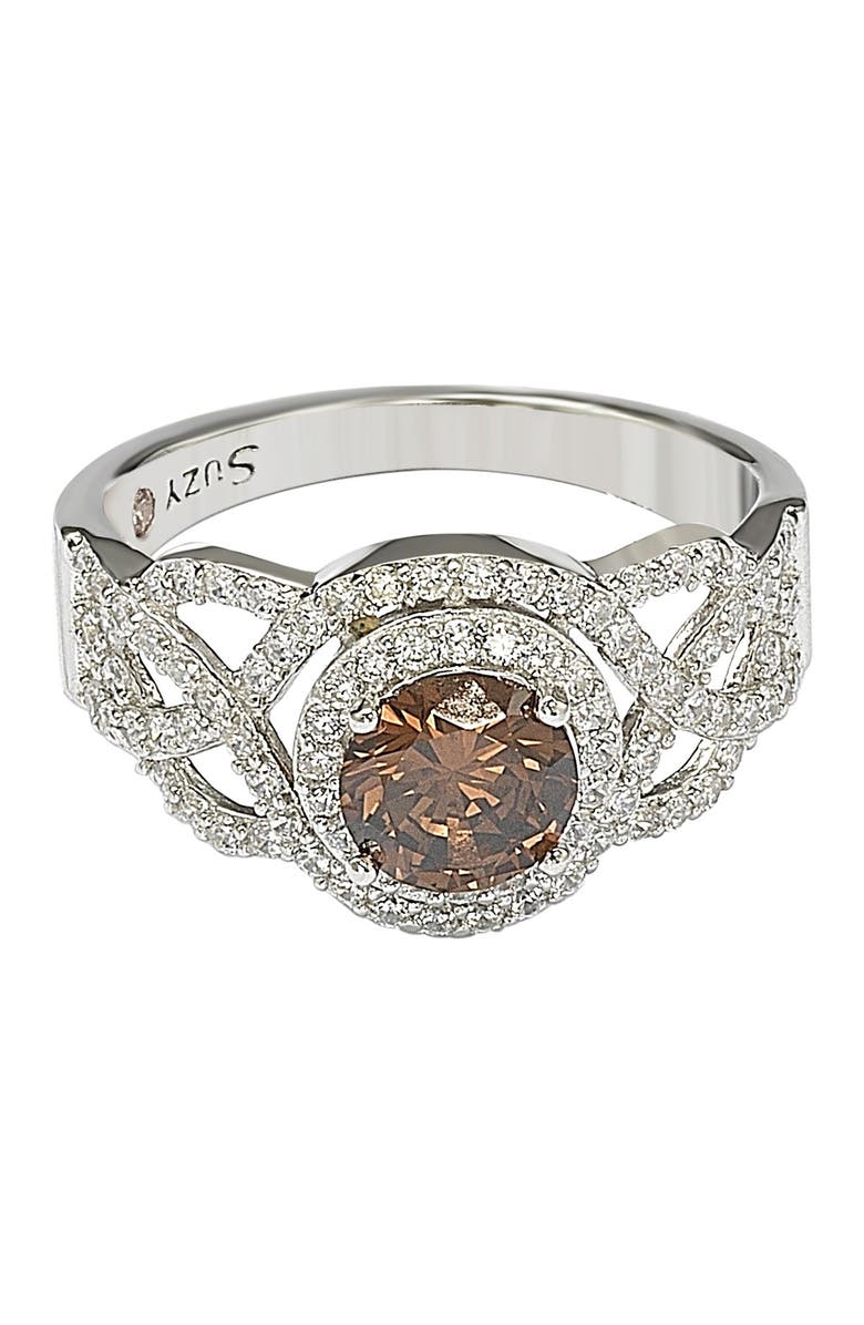 SUZY LEVIAN Sterling Silver Brown CZ Bridal Ring, Alternate, color, 