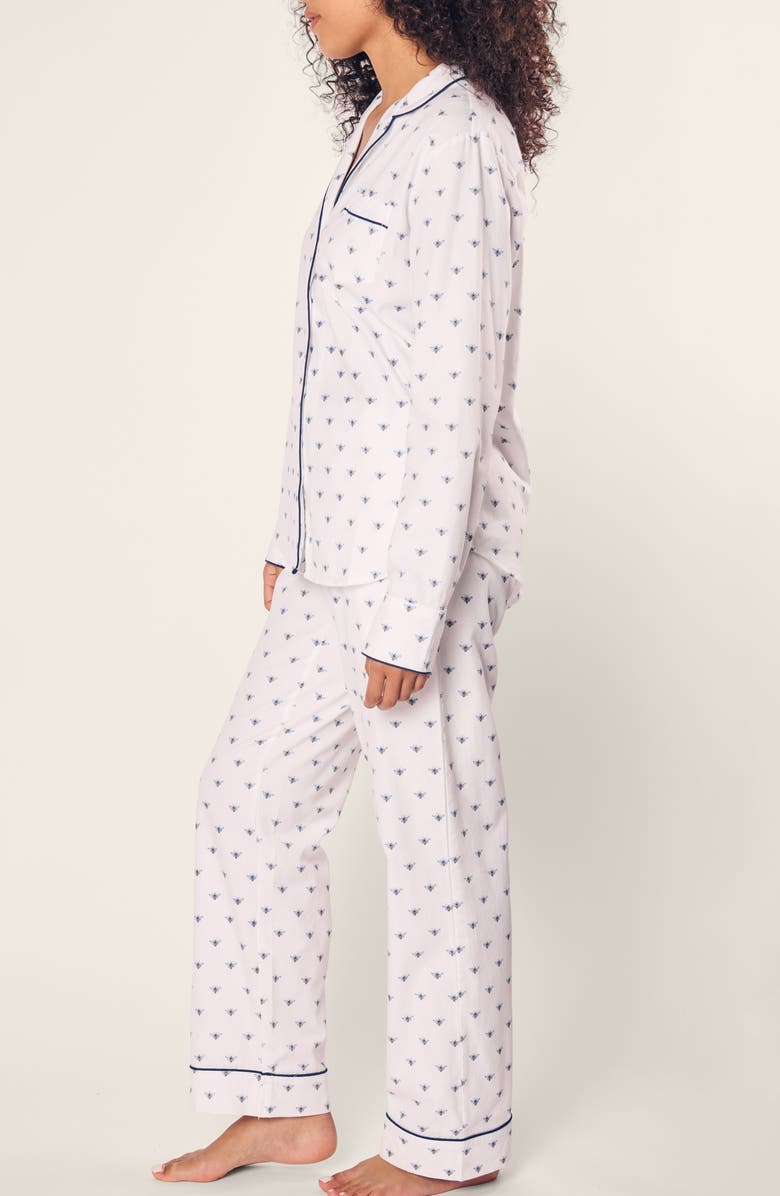 Petite Plume Buzzin' Cotton Twill Pajamas, Alternate, color, White