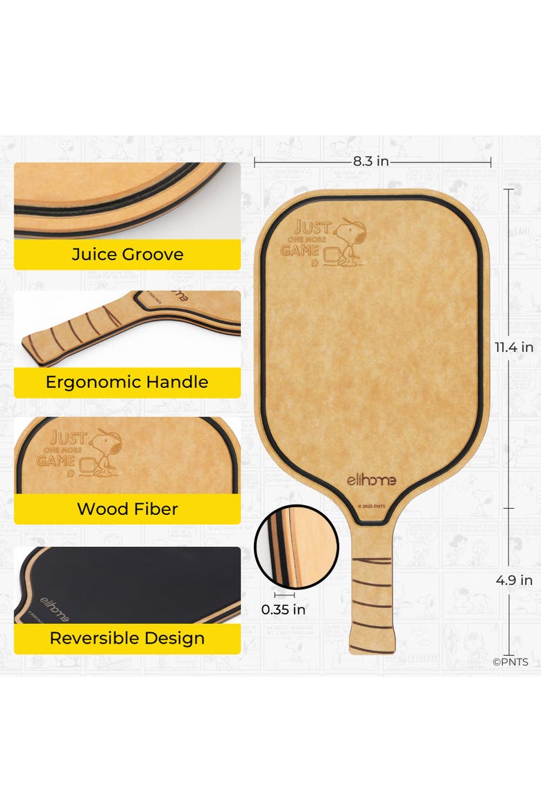Peanuts Pickleball Charcuterie Cutting Board - Just One More Game, Alternate, color, Beige