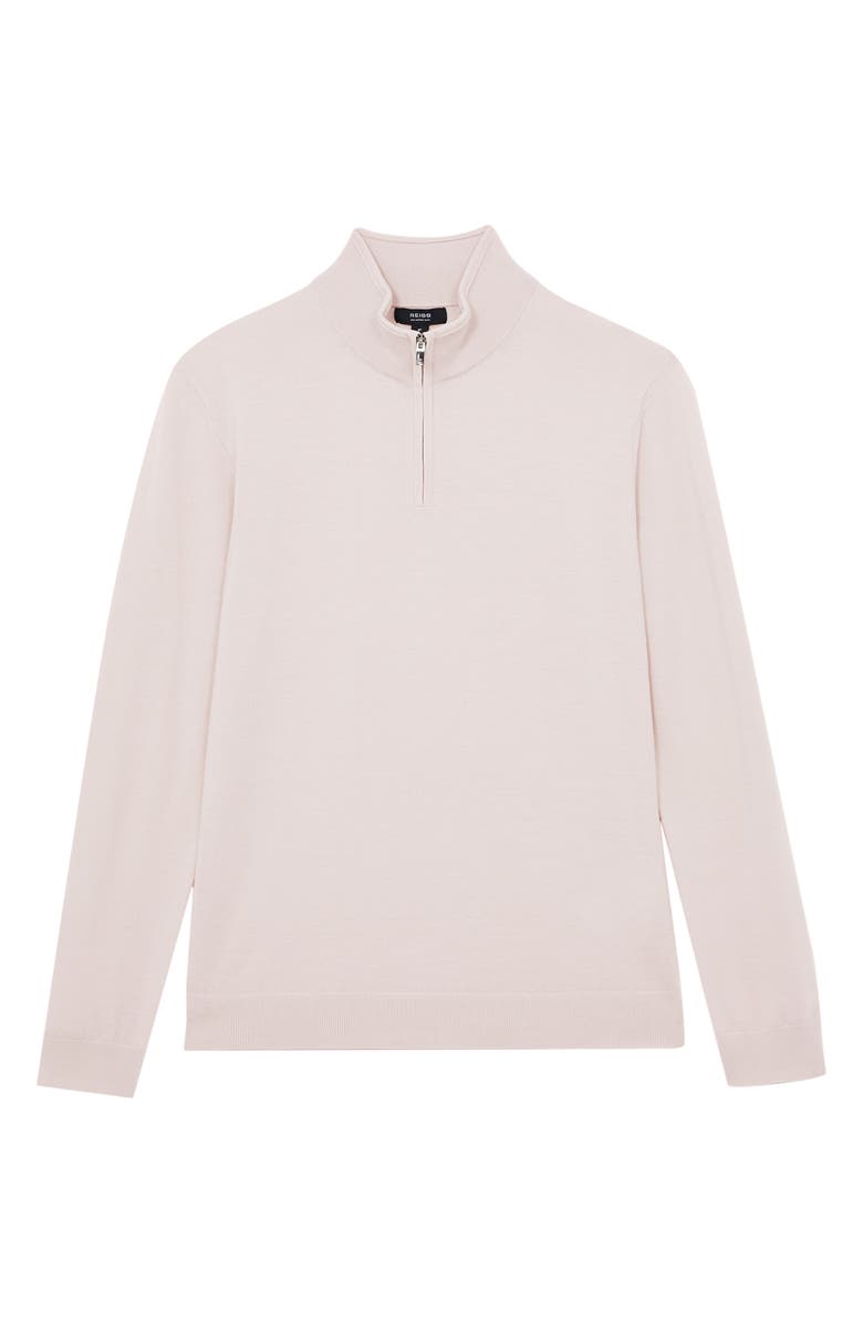 Reiss Blackhall Merino Wool Quarter Zip Sweater, Alternate, color, Beige