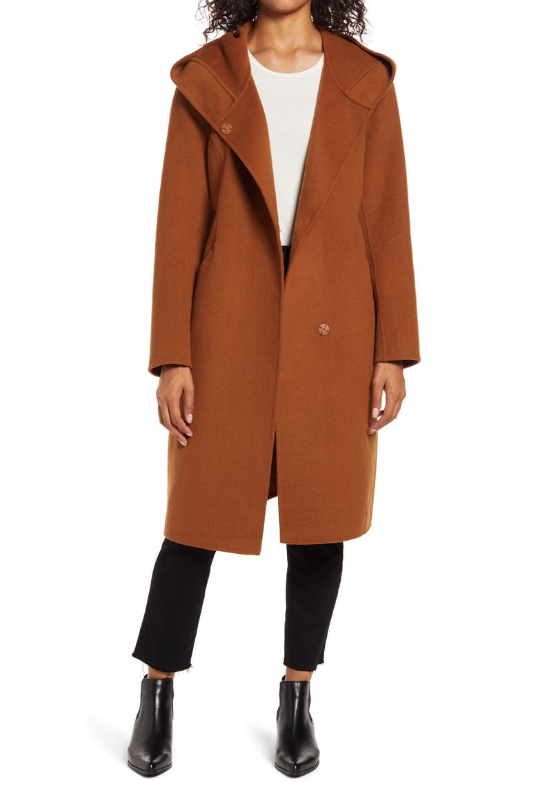 Wool Blend Hooded Duffle Coat, Main, color, VICUNA