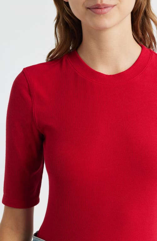 Frame Rib Crewneck T-shirt In Red