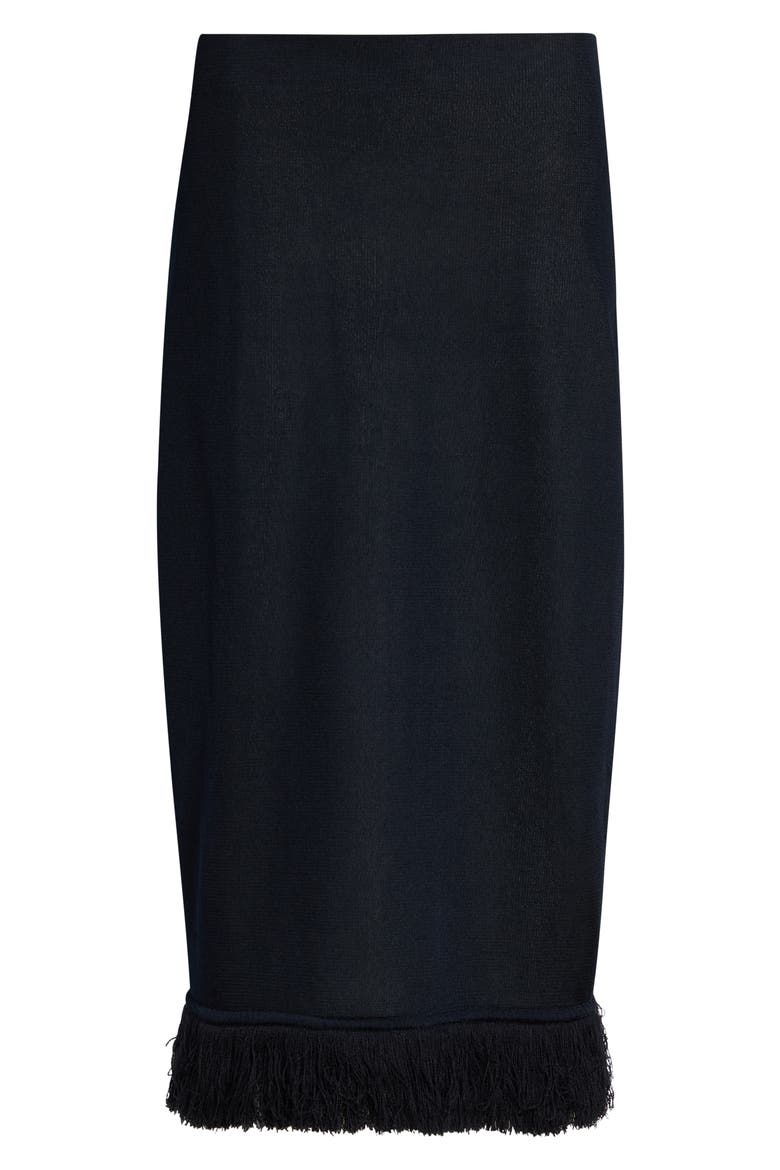 Fringe Double Layer Silk Sweater Skirt, Alternate, color, 4073 MIDNIGHT BLUE/ CHALK