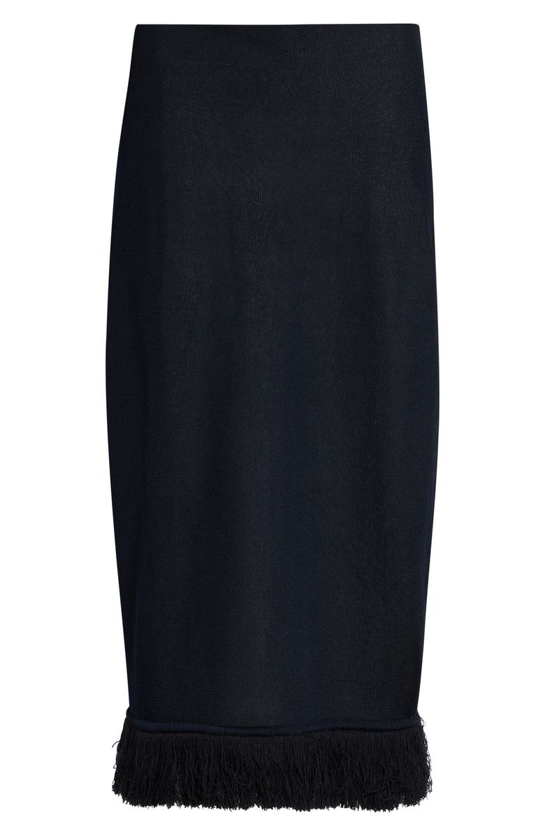 Bottega Veneta Fringe Double Layer Silk Sweater Skirt, Main, color, 4073 Midnight Blue/ Chalk