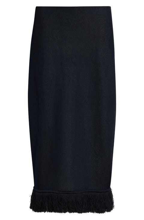 Fringe Double Layer Silk Sweater Skirt