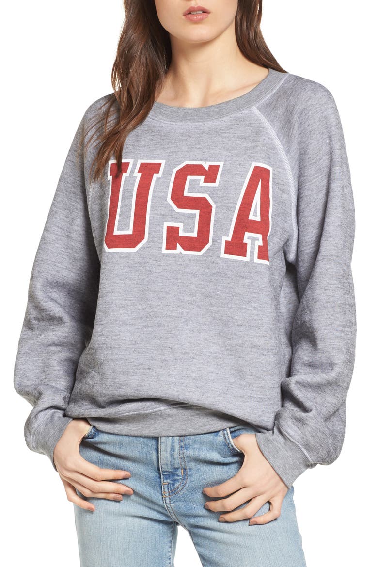 Baggy Beach Jumper - USA Pullover, Main, color, HEATHER GREY
