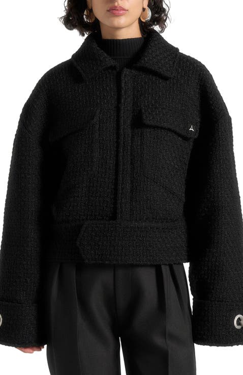 Naela Boxy Tweed Jacket With Cuff Detail