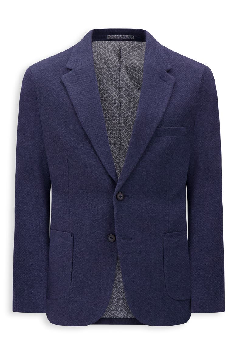 Modern Fit Textured Knit Cotton Blend Sport Coat, Alternate, color, BLUE