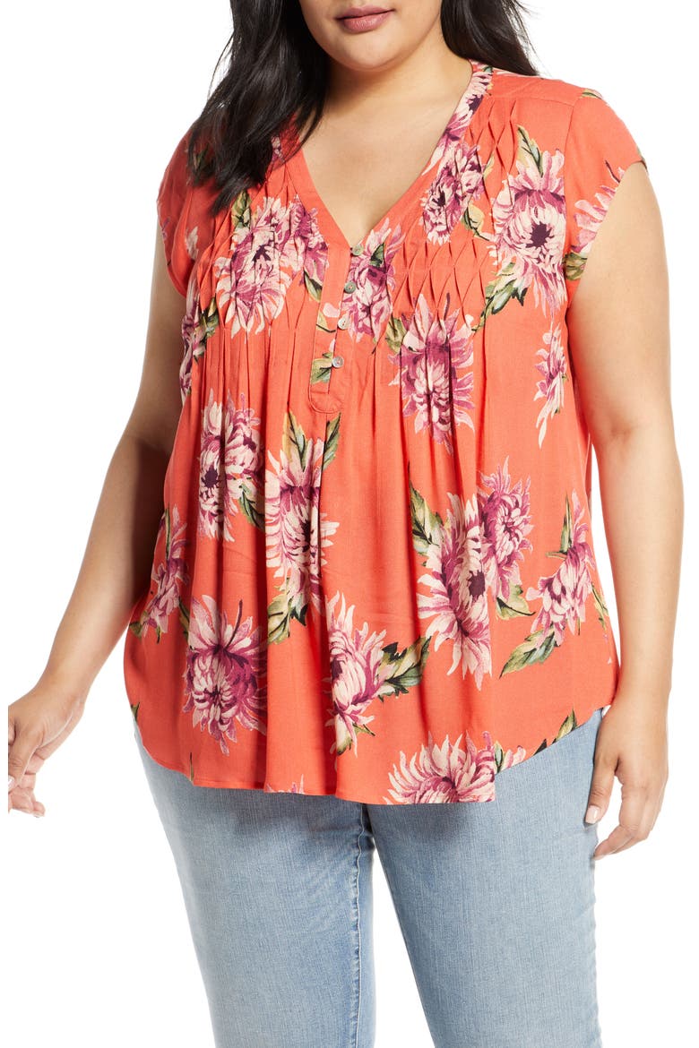 Daniel Rainn Pleat Detail Top, Main, color, ORANGE