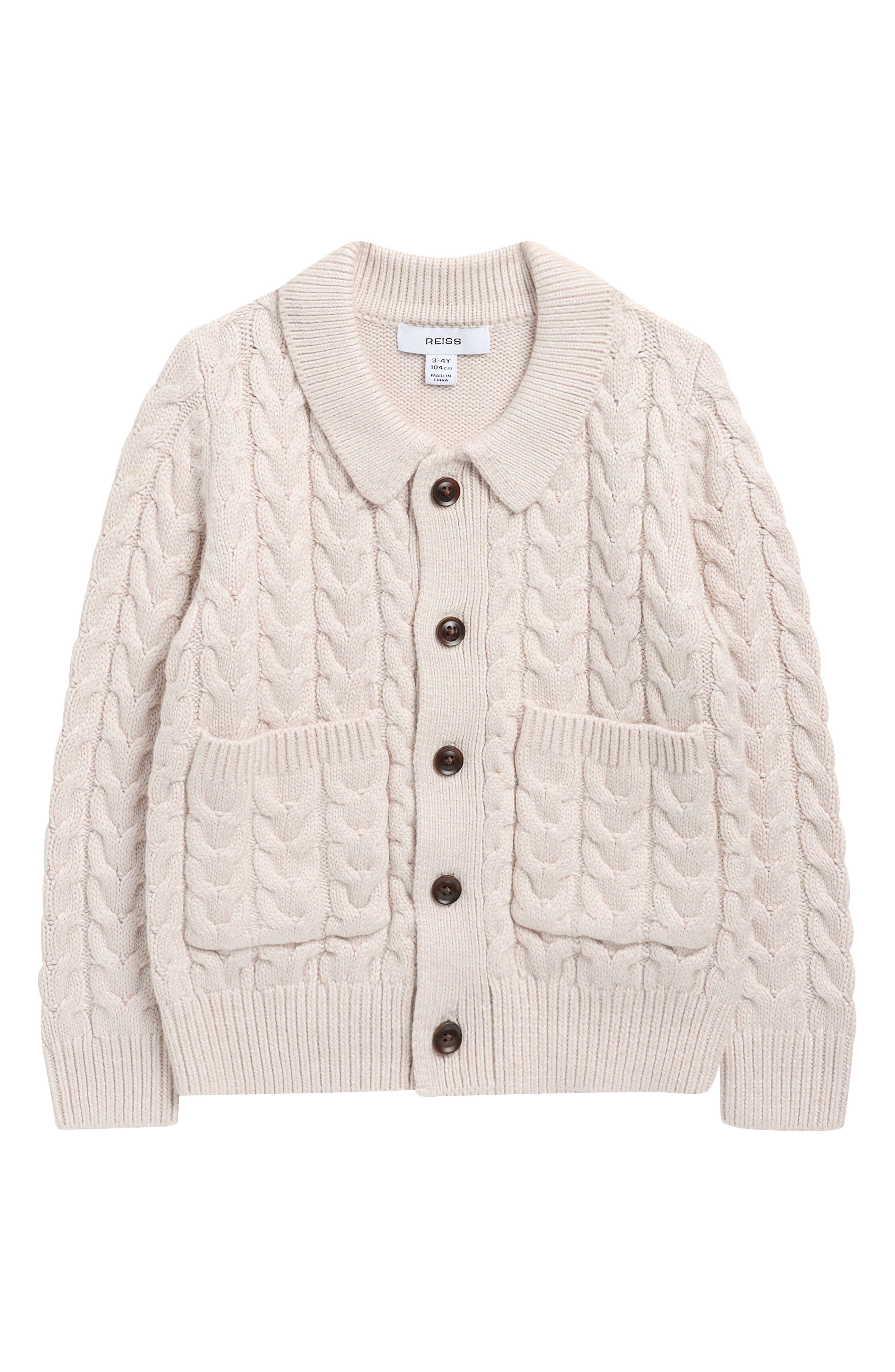 Reiss Kids' Fleet Cable Knit Cardigan