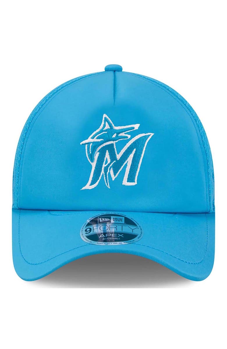 New Era Men's New Era Blue Miami Marlins 2026 Batting Practice Apex 9FORTY Adjustable Trucker Hat, Alternate, color, Blue