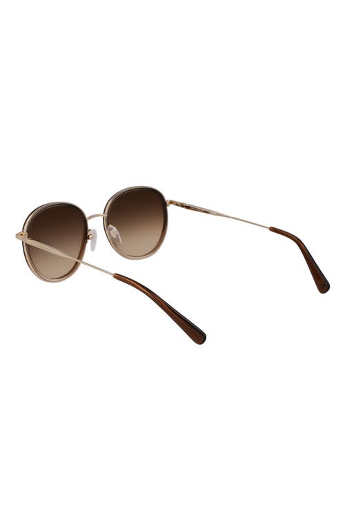 Longchamp Roseau 52mm Gradient Round Sunglasses In Gold/gradient Brown