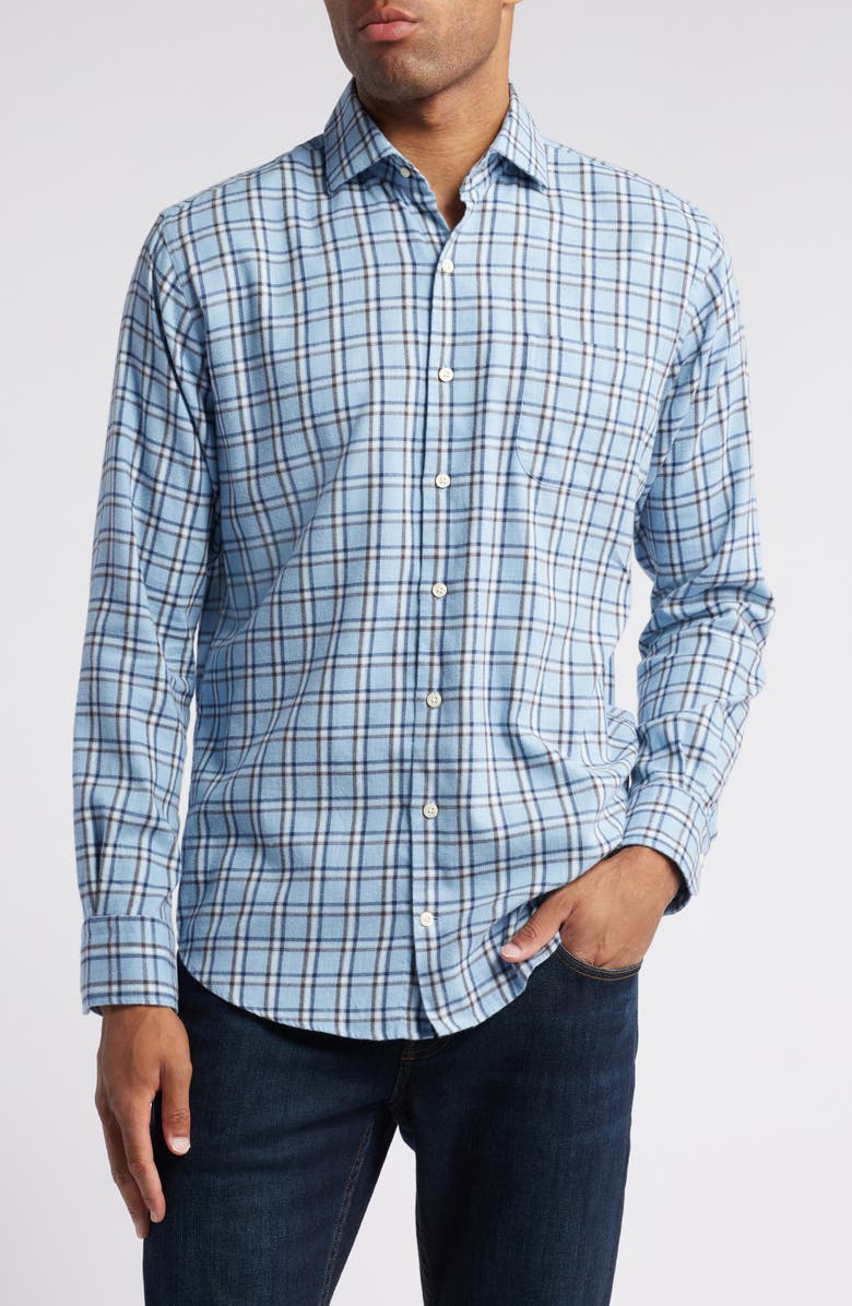 Peter Millar Nelson Crown Crafted Lightweight Stretch Flannel Button-Up Shirt, Main, color, 