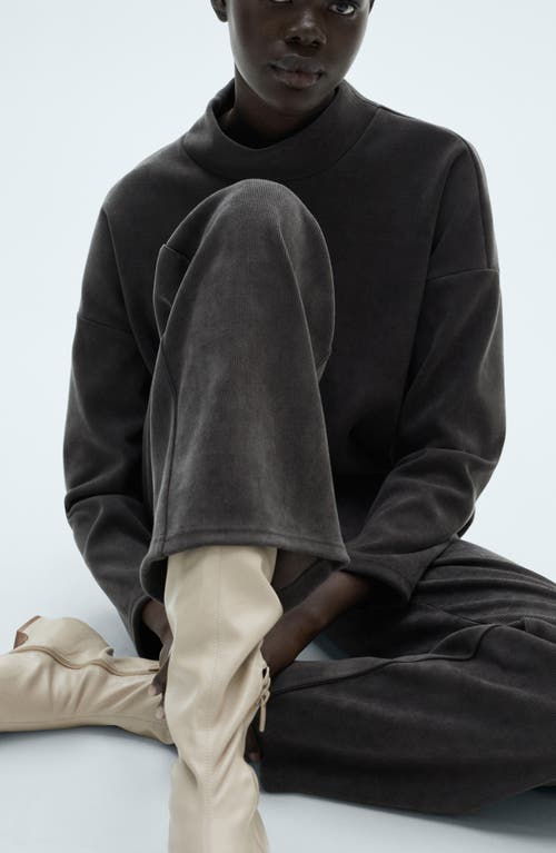Mango Corduroy Wide Leg Pants In Dark Heather Grey