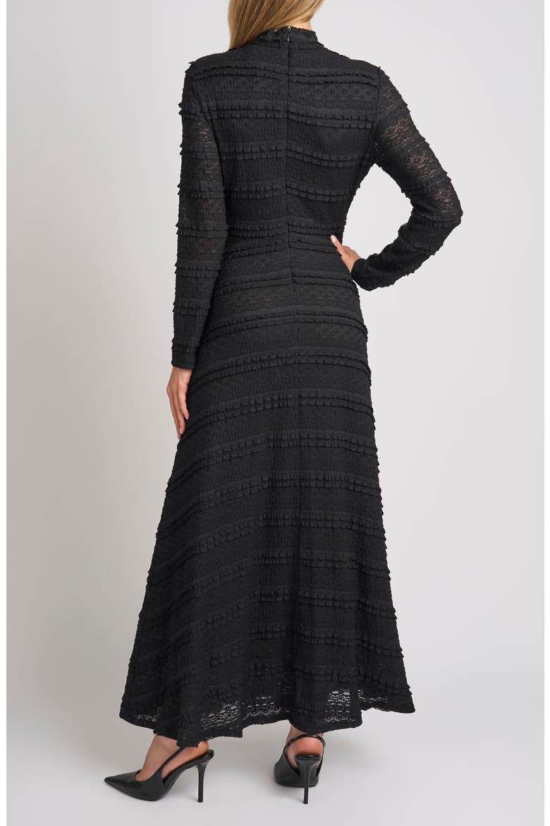Thea Ruffle Mock Neck Maxi Dress, Alternate, color, RICH BLACK