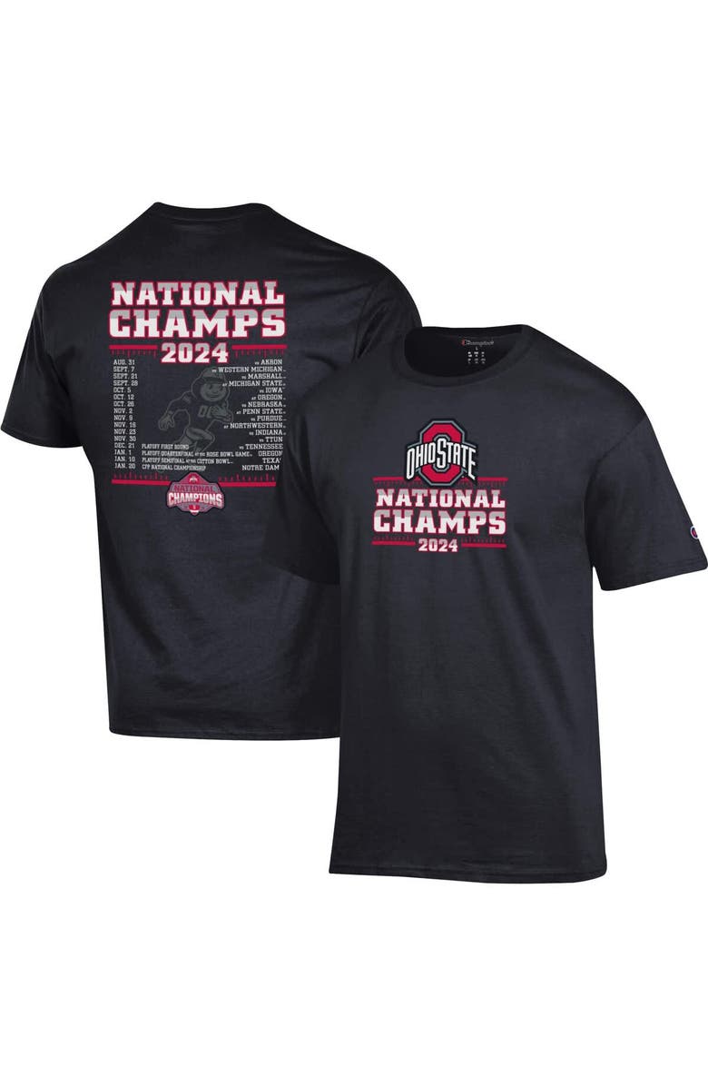 Champion Men's Champion Black Ohio State Buckeyes College Football Playoff 2024 National Champions Schedule T-Shirt, Main, color, 
