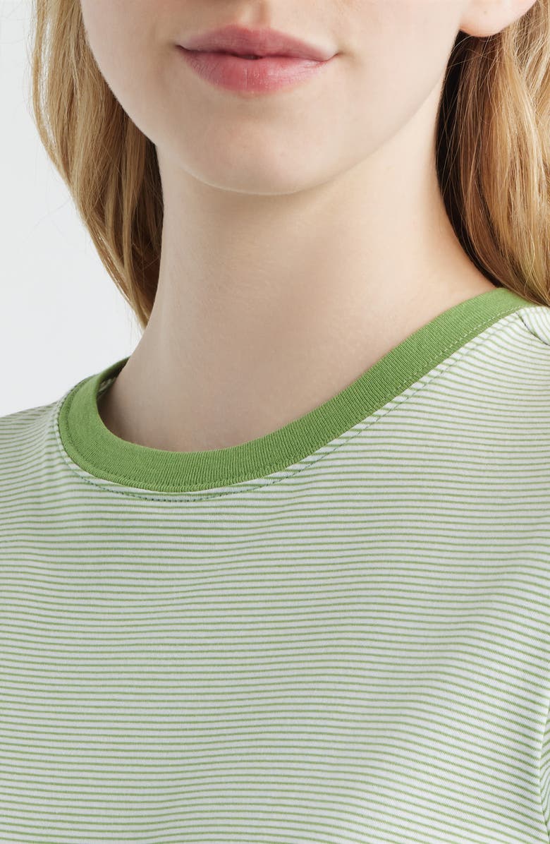 FRAME The Stripe Cotton Baby Tee, Alternate, color, Jade Green Multi