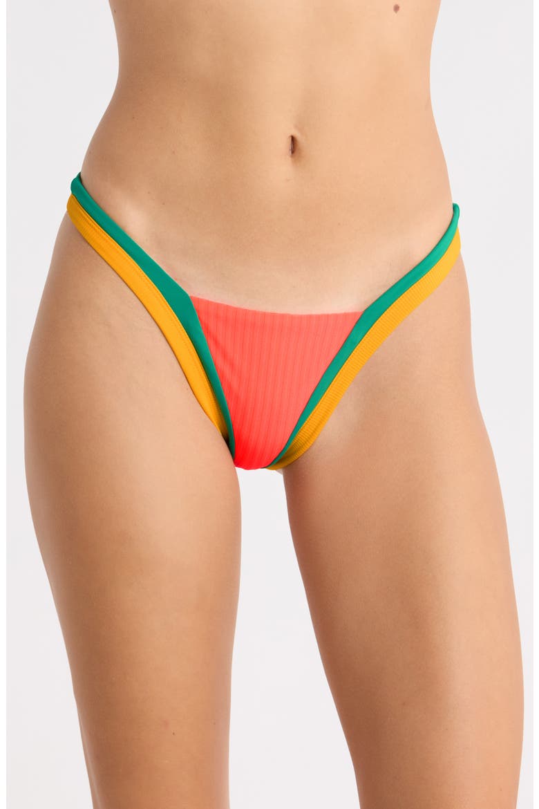 Trinity Reversible High Waist Cheeky Swim Bottoms, Main, color, BRIGHT RED