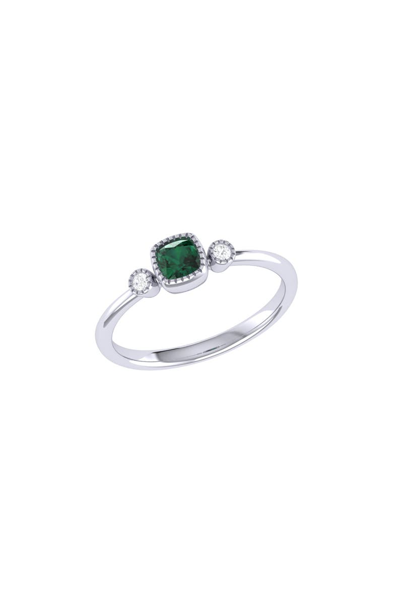 LuvMyJewelry Cushion Cut Emerald & Diamond Birthstone Ring in 14K Gold, Main, color, 