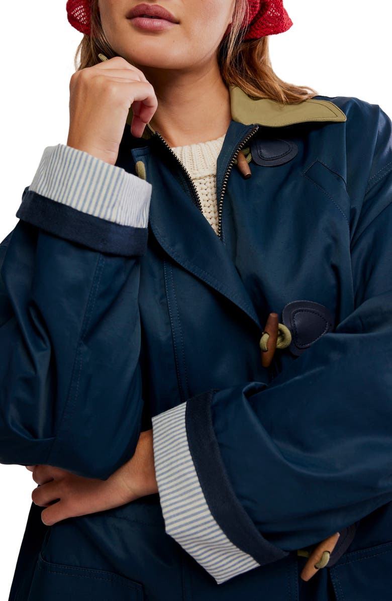 Free People Cotton & Nylon Captain's Jacket, Alternate, color, Navy Combo