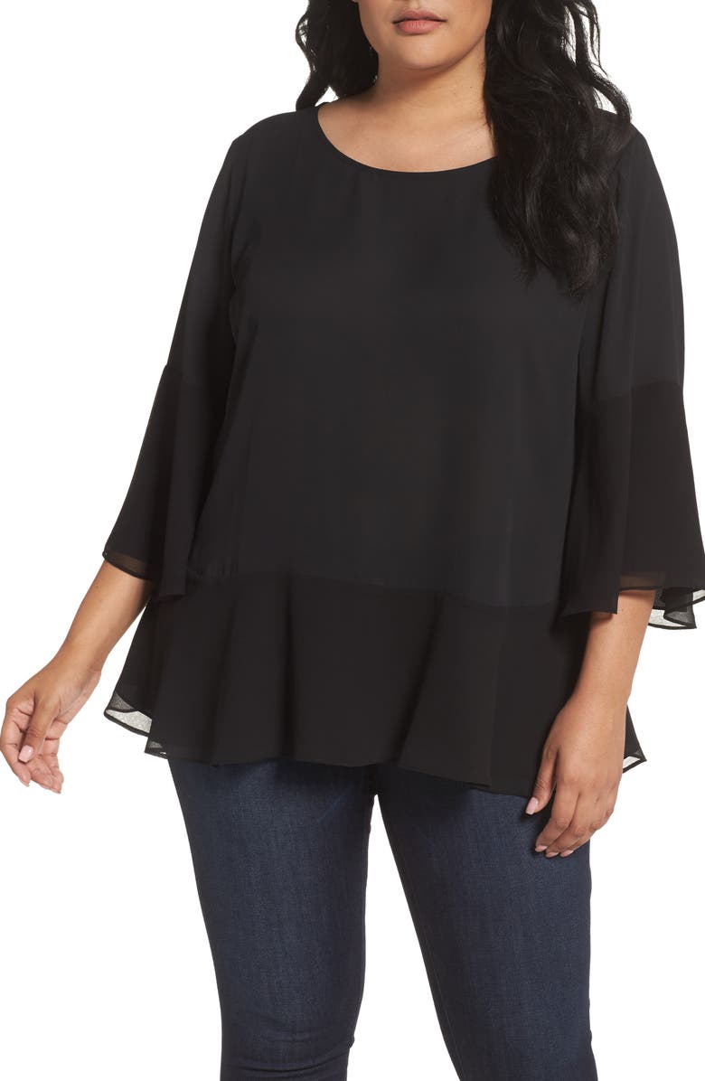 Sejour Flare Sleeve Double Layer Top, Main, color, 