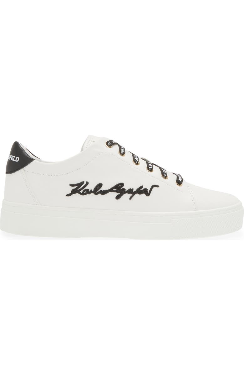 KARL LAGERFELD PARIS Cylie Low Top Sneaker, Alternate, color, Brt Wt/Bk
