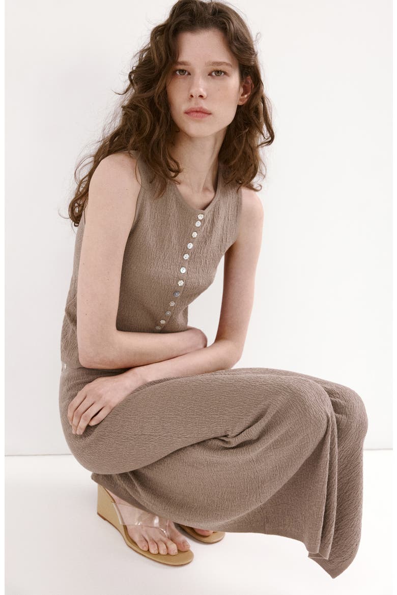 Button Detail Side Slit Maxi Skirt, Alternate, color, MEDIUM BROWN