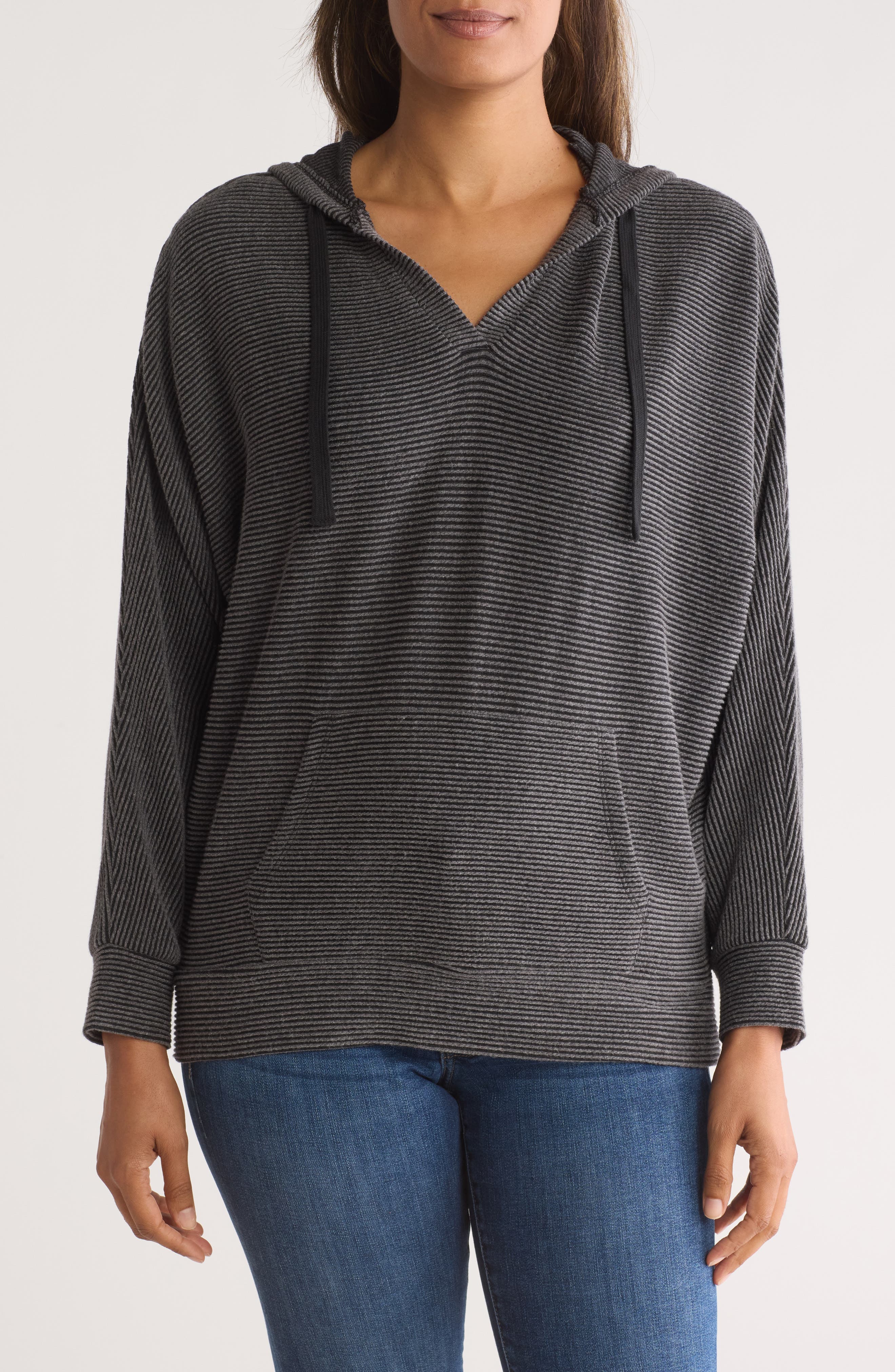 Bobeau Soft Rib Knit Hoodie