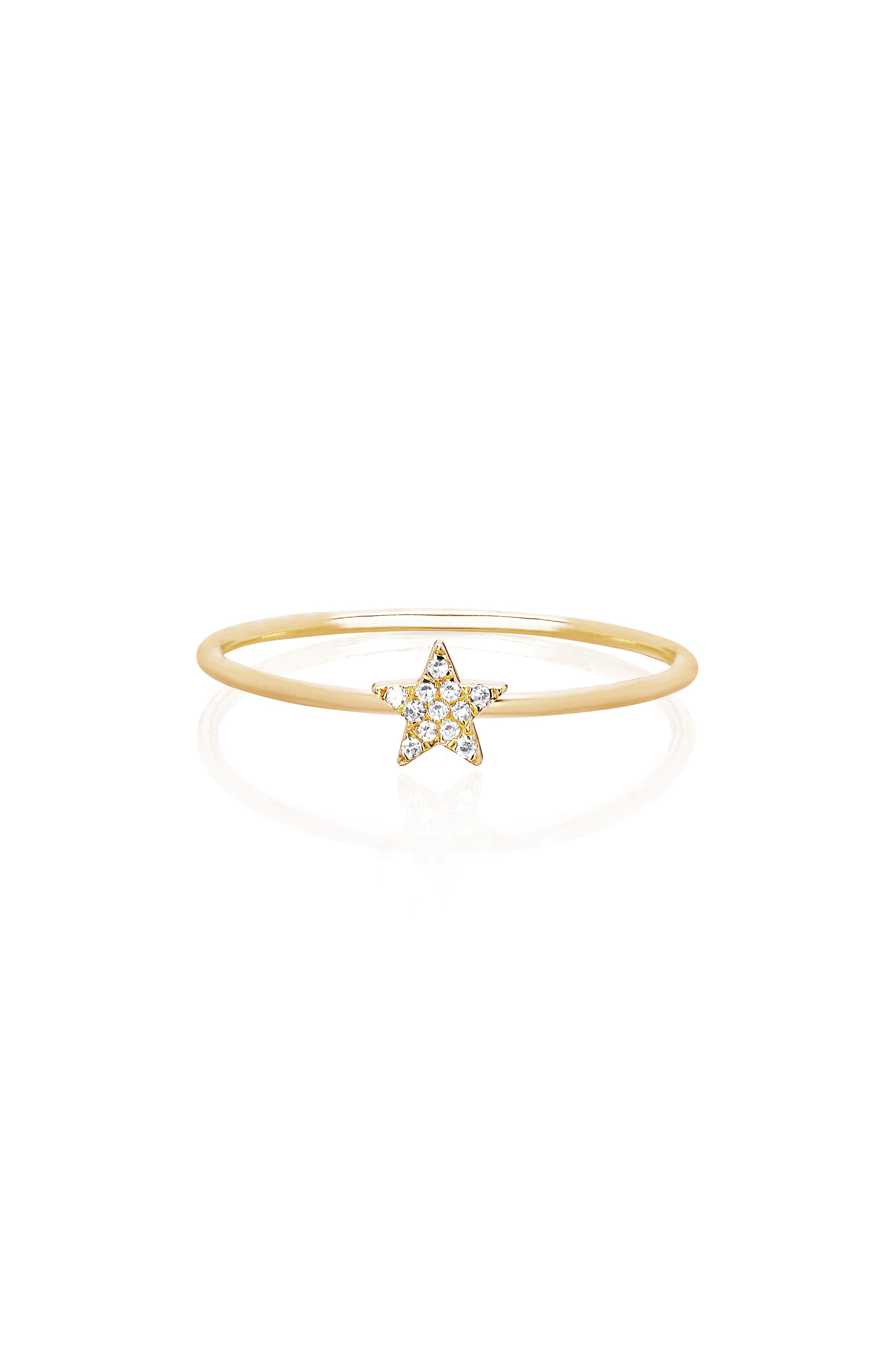 EF Collection 14K Gold Pavé Diamond Star Stackable Ring - 0.03ct ...