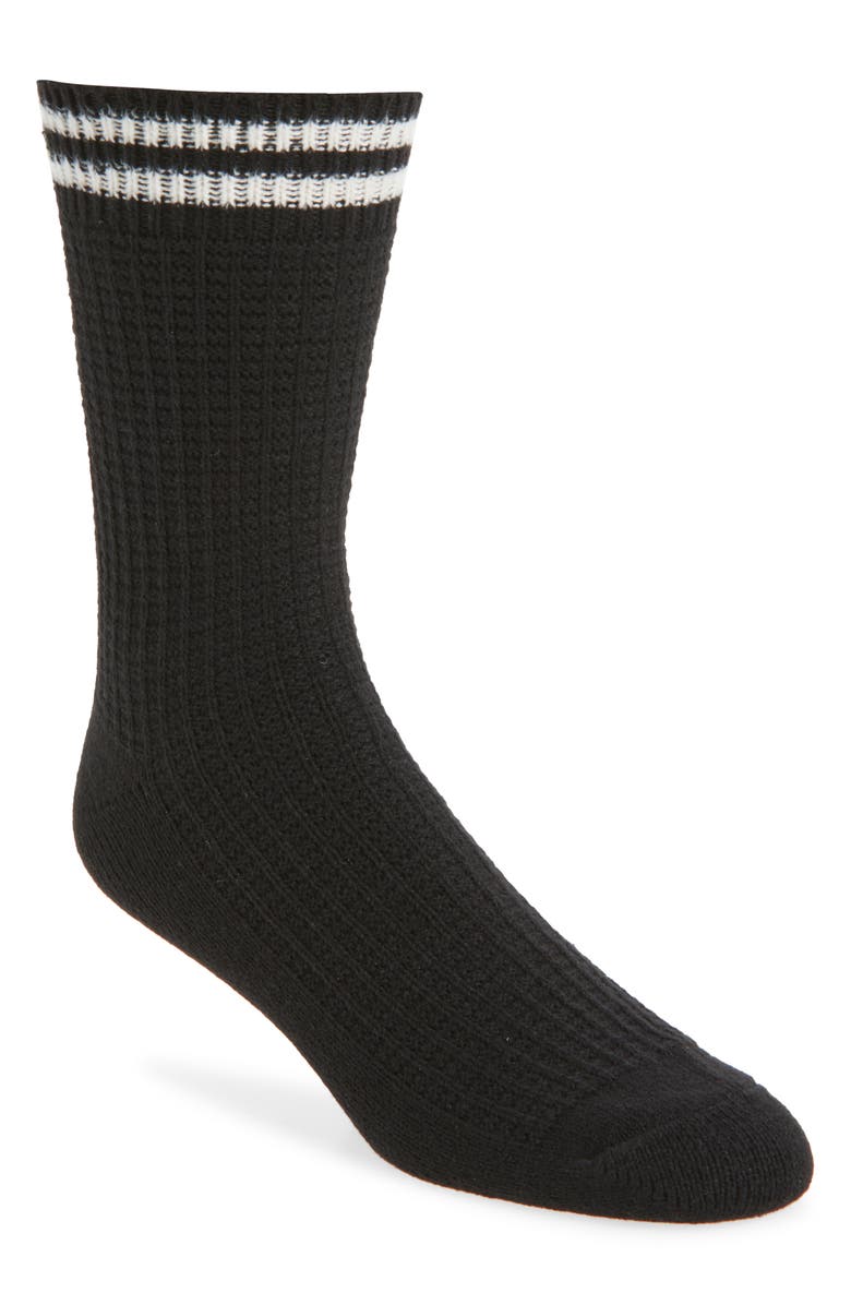 Nordstrom Waffle Texture Cotton Blend Crew Socks, Main, color, Black