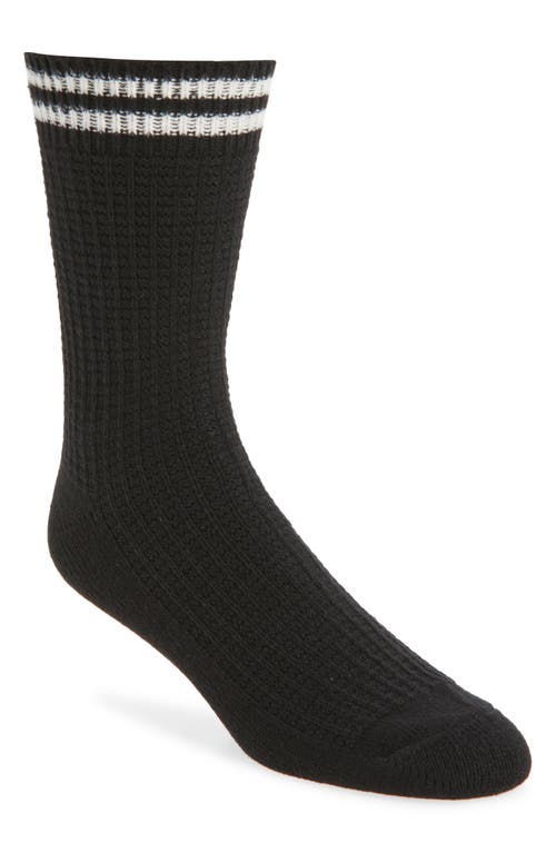 Nordstrom Waffle Texture Cotton Blend Crew Socks In Black