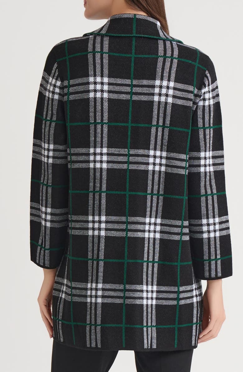 KASPER Plaid Longline Open Front Sweater Coat, Alternate, color, Evergreen Multi