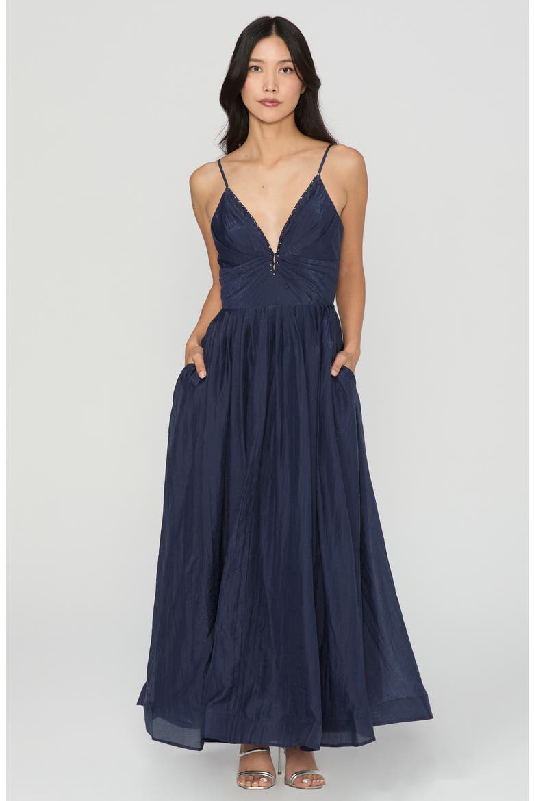 Sloane Bead Accent Maxi Dress, Alternate, color, NAVY