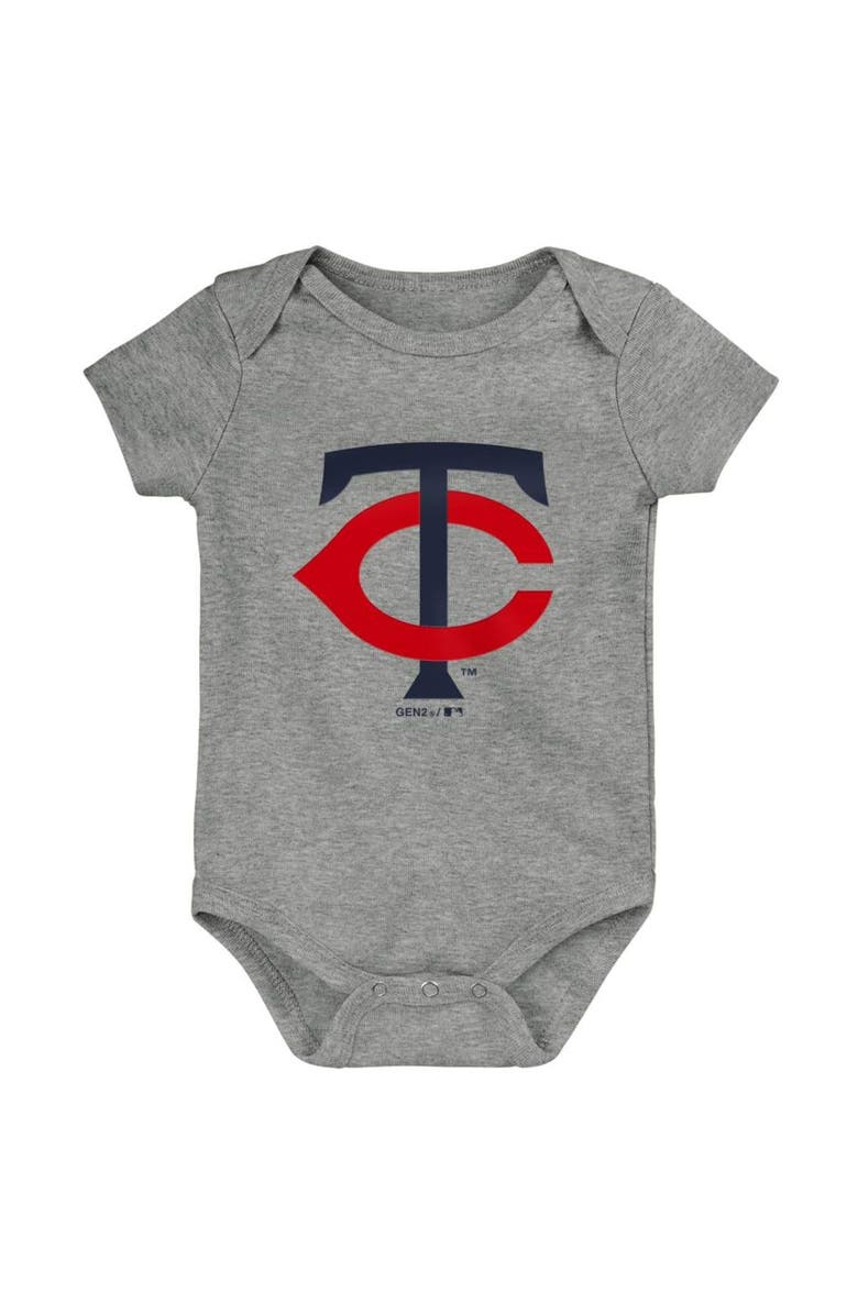 Outerstuff Newborn & Infant Navy/Red/Gray Minnesota Twins Born To Win 3-Pack Bodysuit Set, Alternate, color, 