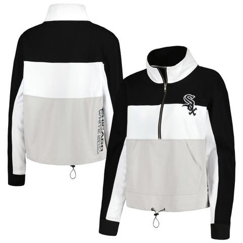Women's The Wild Collective Black/White Chicago White Sox Women's Colorblock 1/4 Zip Jacket