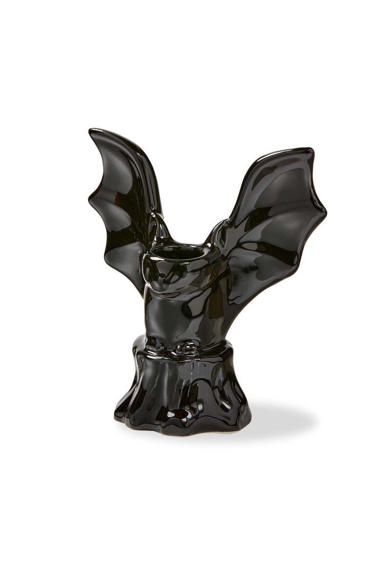 Black Ceramic Taper Candle Holder for Halloween Decor, Main, color, Black