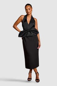 Coast Petite Halter Satin Column Midi Dress