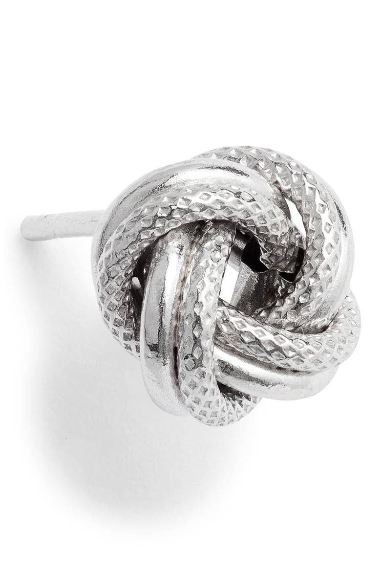 14K Gold Knot Stud Earrings, Alternate, color, 14KW