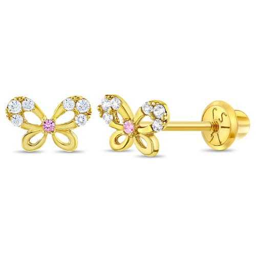 In Season Jewelry 14k Jeweled Flutering Butterfly Earrings in Pink at Nordstrom