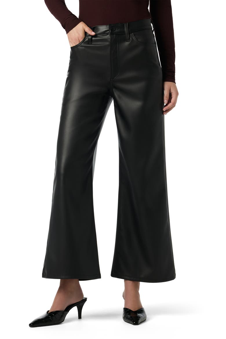 Faux Leather Wide Leg Ankle Pants, Main, color, BLACK