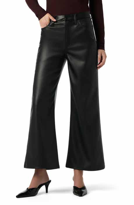 Faux Leather Wide Leg Ankle Pants